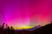 Mt Shasta Northern Lights taken Friday May 10th 2024 at 11pm after the moon had set so the mountain snow was reflecting the aurora color